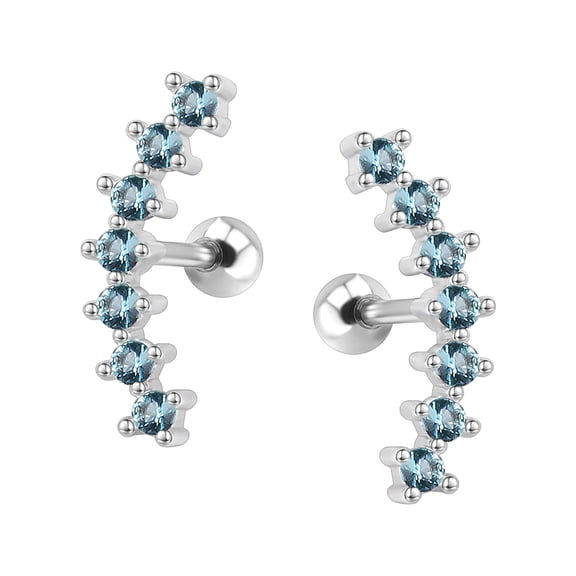 ZS Curved Crystal Stud Earrings 316L Stainless Steel Ear Helix Conch Cartilage Piercing