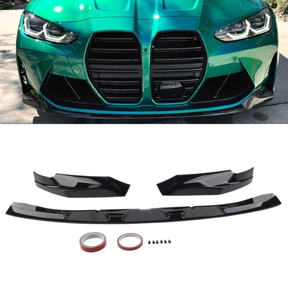 ZS Front Bumper Lip Spoiler Kit for BMW G80 M3 G82 G83 M4 2021-2023 Gloss Black