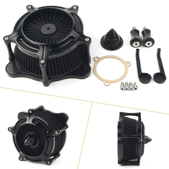 ZS Turbine Spike Air Intake Filter Cleaner for Harley Road Glide FLTR 08-16 Black