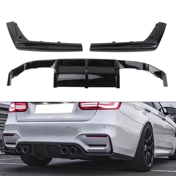 ZS for BMW F80 M3 F82 F83 M4 2015-20 Rear Bumper Diffuser Lip Body Kit Gloss Black