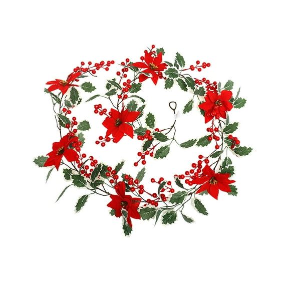 ZSBCMY Artificial Christmas Rattan Decoration, PVC Simulation Leaves, Festive Indoor Outdoor Wreath, Christmas Home Decor, Vertical Hanging Ornament