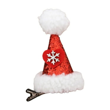 ZSBCMY Christmas Hair Clip, Santa Hat Hairpin, Sequin Holiday Accessory, Festive Hair Accessories for Women, Fuzzy Christmas Hair Decoration