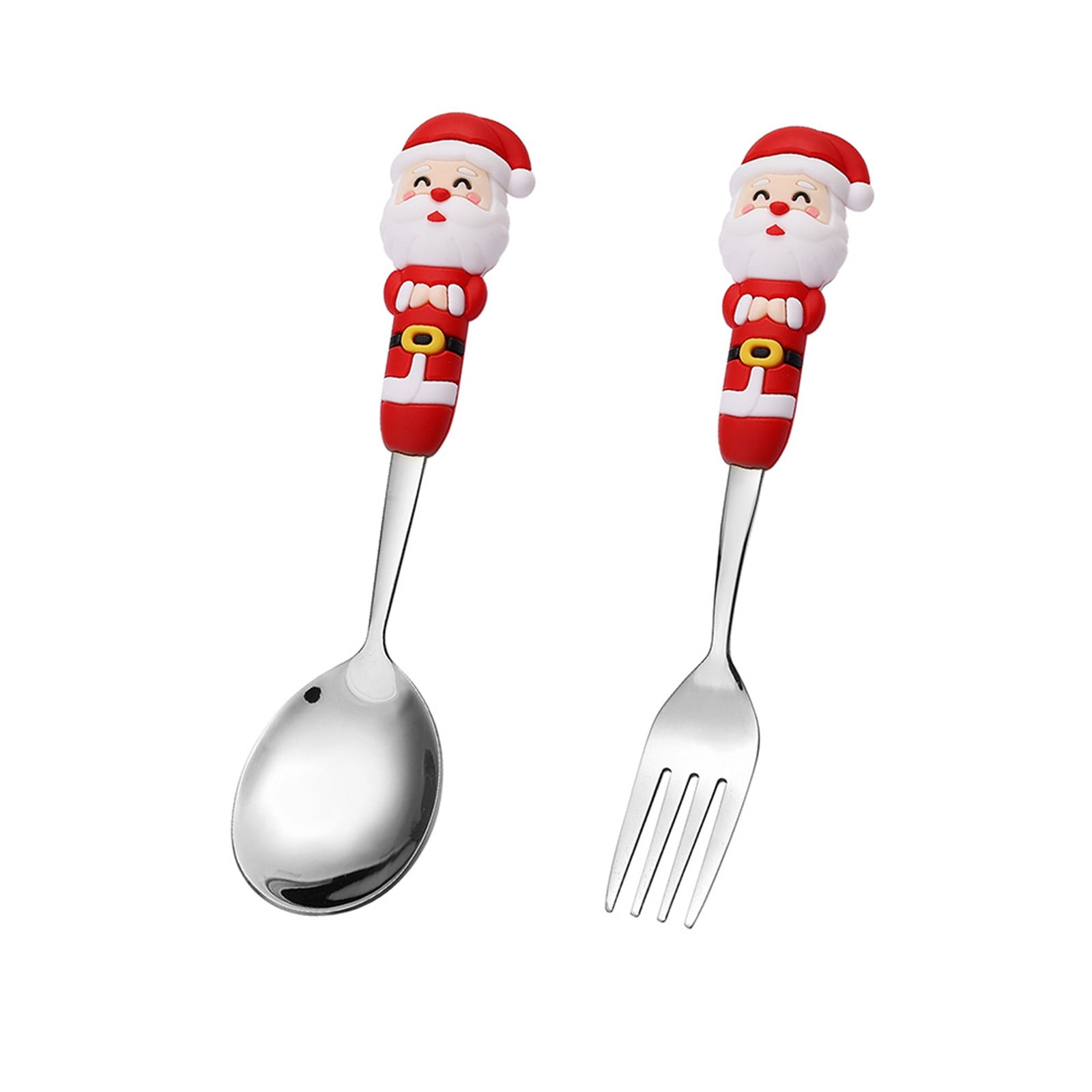 Santa Spoon ZSBCMY Christmas Tableware Set, Stainless Steel Spoon and Fork, Cute ...