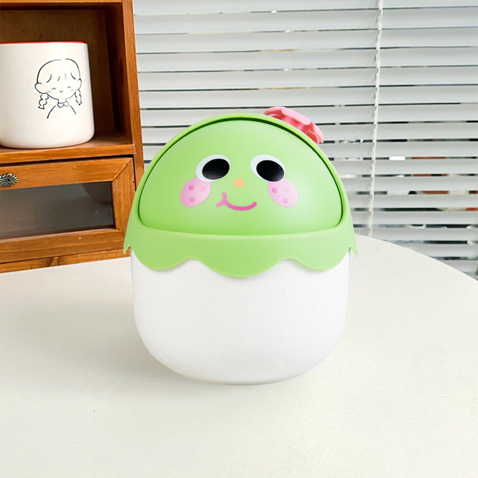 ZSBCMY Compact Desktop Rubbish Bin with Lid - Cute, Versatile Storage for Bedrooms, Offices, and ...