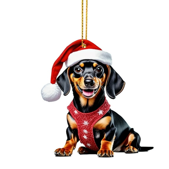 ZSBCMY Dachshund Christmas Ornament, Acrylic Dog Decoration, Tree Pendant for Holiday Decor, Festive Gift for Family and Friends, Versatile Christmas Tree Hanging