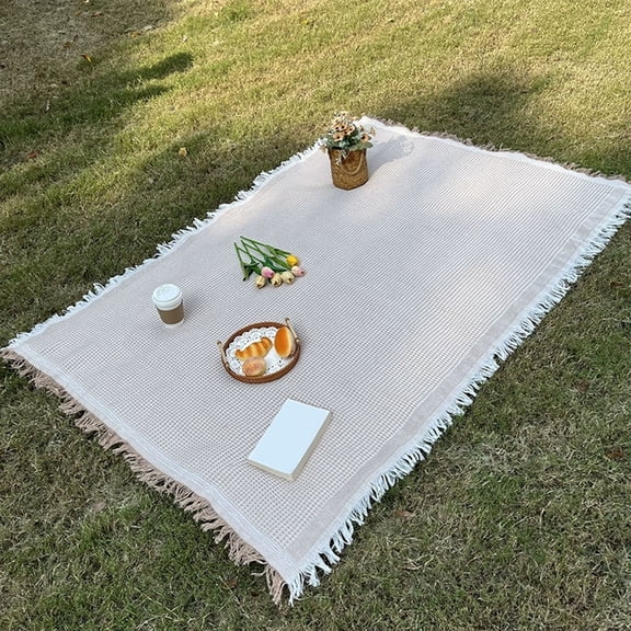 ZSBCMY Foldable Picnic Blanket, Versatile Outdoor Mat for Beach, Camping, and Home Use, Soft Knitted Polyester/Cotton Blend, Machine Washable