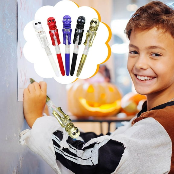 ZSBCMY Halloween Skeleton Boxing Pen, LED Light Ballpoint Pen, Ergonomic Grip, Durable Writing Tool, Multi-Functional for Bedroom, Classroom, Dormitory