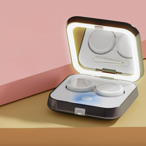 ZSBCMY Lens Cleaner, Automatic Vibration Cleaner, Compact Motorized Cleaner, Gentle Cleaning for Contacts and Glasses, Makeup Mirror Included