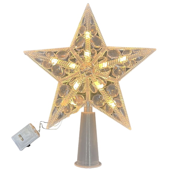 Five-pointed Star Christmas Tree Topper, Bright LED Holiday Decoration, Transparent Light-Up Star Ornament, Perfect Festive Tree Accessory for Home