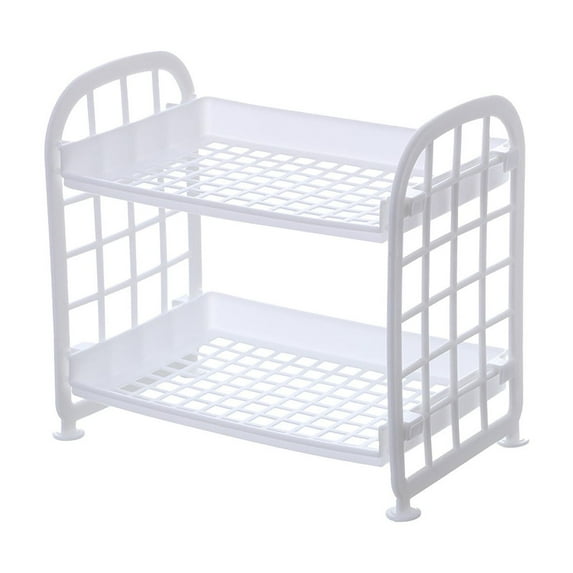ZSBCMY Plastic Storage Shelf, Double-layer Organizing Shelf, Kitchen and Bathroom Use, Hollowed Out Design, Compact Space Saver