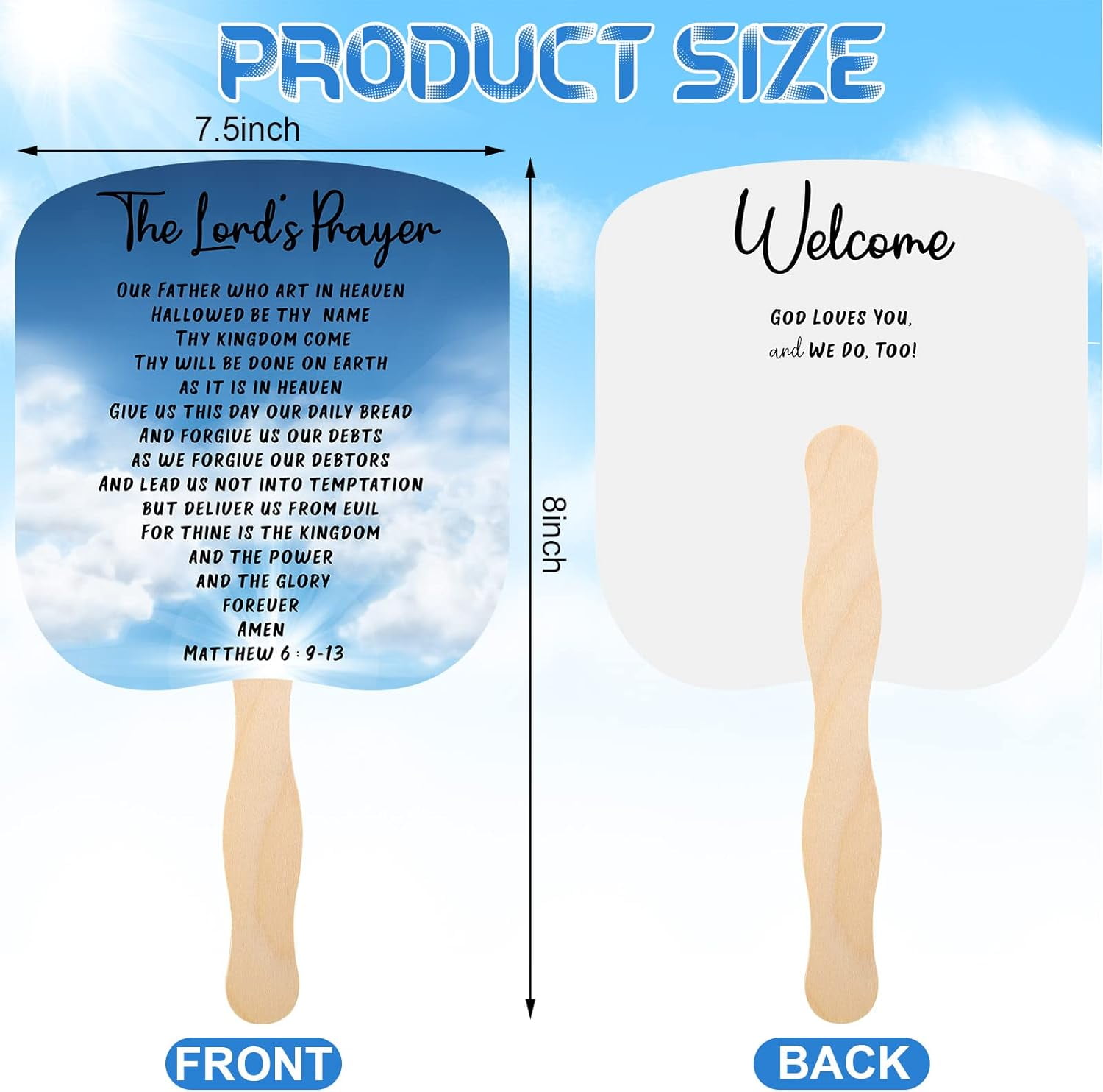 ZSD Church Paper Hand Fans Religious Fans Set Parlor Fans Bulk