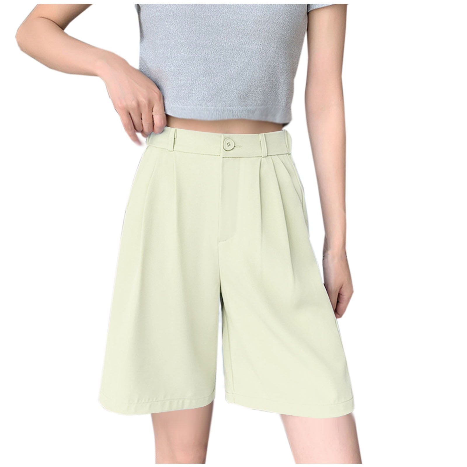 ZSDVBZS Womens Bermuda Shorts 10 Inch Inseam Summer Bottoms Chino