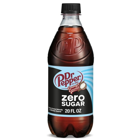 Dr Pepper Zero Sugar Creamy Coconut Soda Pop, 20 fl oz, Bottle
