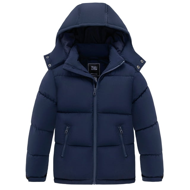 ZSHOW Big Boy's Recycled Winter Coat Warm Winter Jacket Quilted Puffer Jacket with Hood Navy 14/16