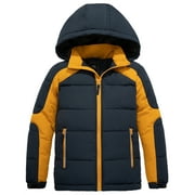 ZSHOW Boy's Winter Coat Padded Puffer Jacket Windproof Winter Jacket Pure Black 8