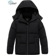 ZSHOW Boy's Recycled Winter Coat Insulated Winter Jacket Hooded Puffer Outerwear Jacket Black 10/12