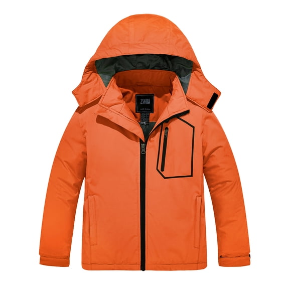ZSHOW Boy's Winter Coat Waterproof Fleece Ski Jacket Windproof Snow Coat Orange 10/12