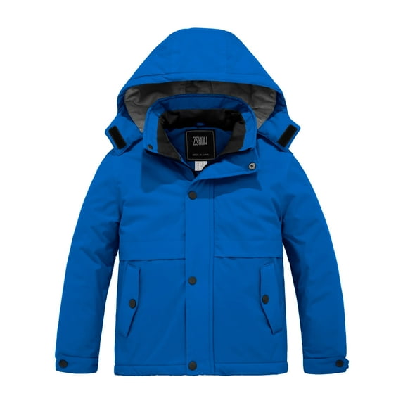ZSHOW Boy's Winter Coat Winter Ski Jacket Windproof Snow Parka Jacket with Hood Blue 14/16