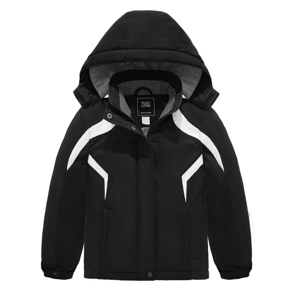 ZSHOW Girl's Winter Coat Waterproof Ski Jacket Windproof Winter Coat Black 14/16