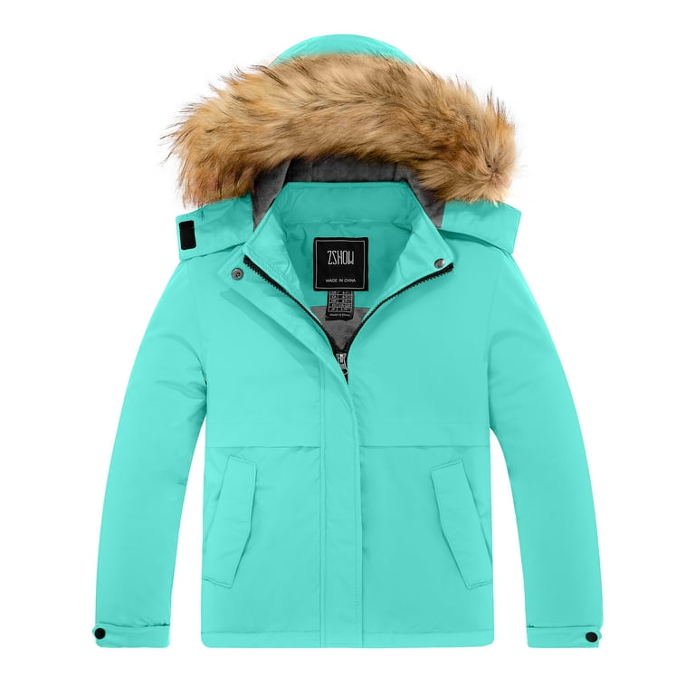 Girls fleece lined waterproof coat deals