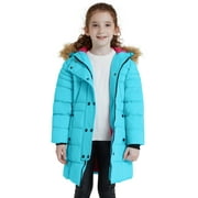 ZSHOW Girls' Puffer Jacket Warm Winter Coat Long Padded Windbreaker Light Blue 14/16