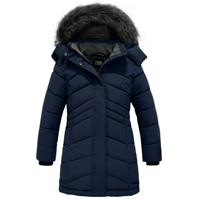 ZSHOW Girls' Puffer Jacket Water Resistant Puffer Coat Warm Long Parka ...