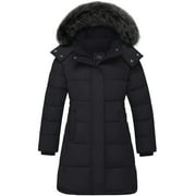 ZSHOW Girls' Recycled Coat Warm Waterproof Puffer Parka Jacket with Removable Hood Black 10/12