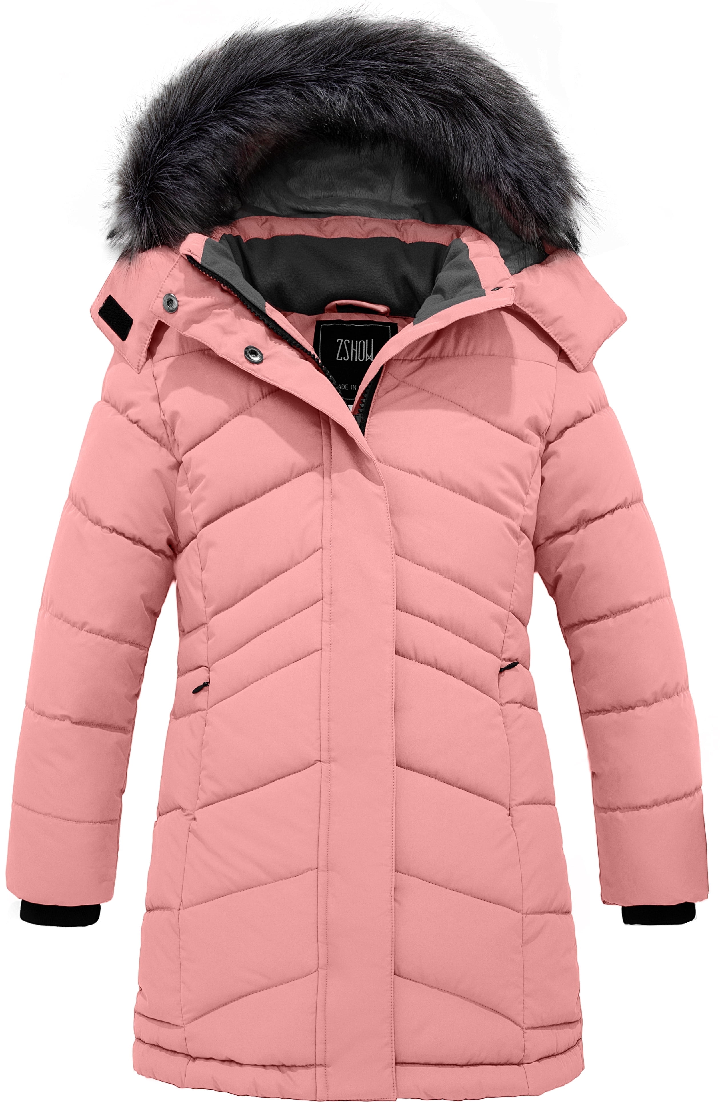 ZSHOW Girls' Waterproof Ski Jacket - Quilted Fleece Lined Winter Coat, Windproof Parka