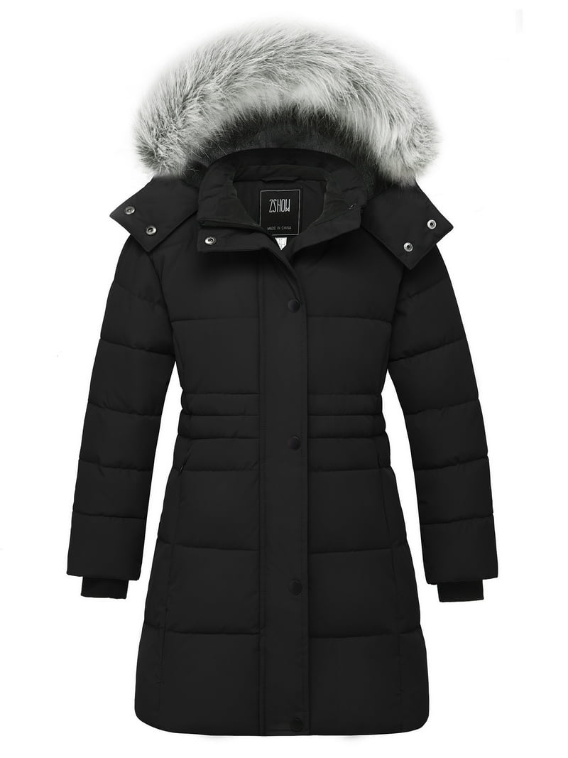 ZSHOW Girls' Winter Jacket Hooded Puffer Jacket Padded