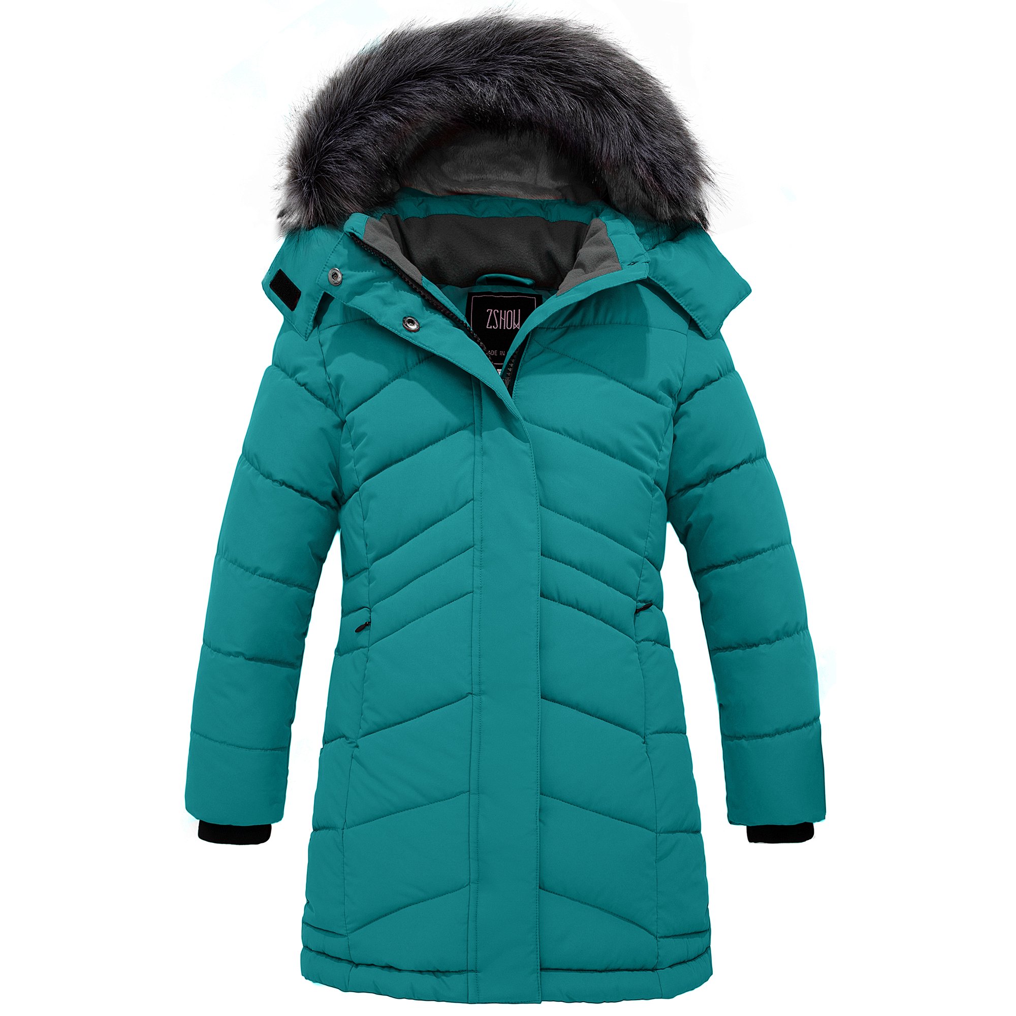 ZSHOW Girls' Winter Jacket Long Puffer Jacket Windproof Snow Winter Coat  Teal Blue 14/16 - Walmart.com