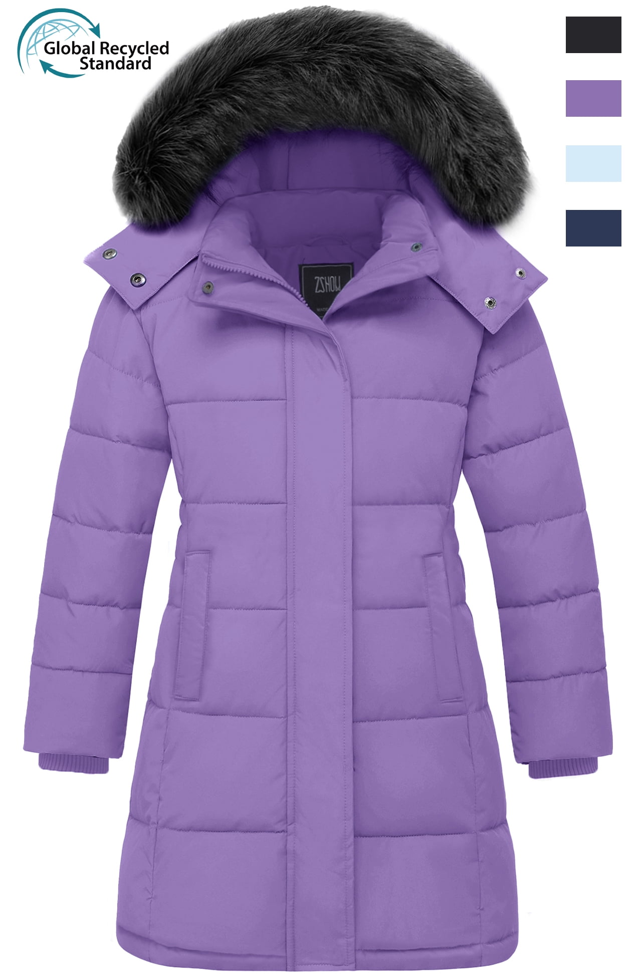 Kids' Recycled Coat Warm Winter Jacket Water Resistant Winter Snow Coat Light Purple 6/7