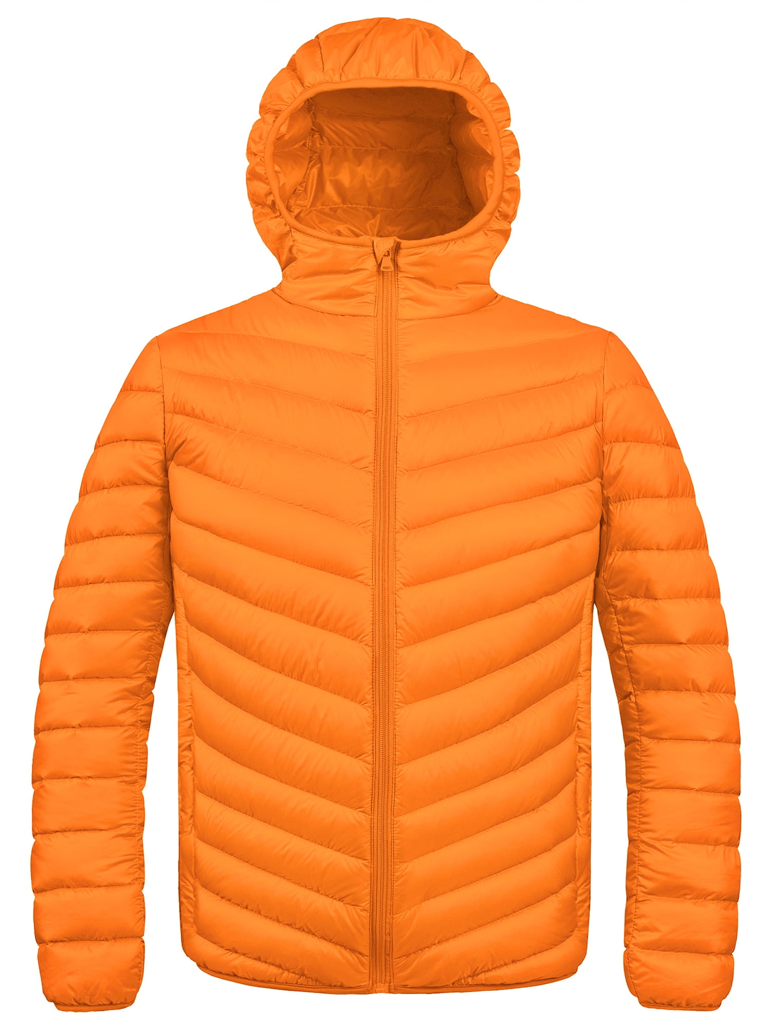 ZSHOW Men's Puffer Coat Lightweight Down Jacket Windproof Puffer Jacket  Warm Windbreaker Orange S