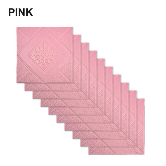 ZSIFEN 10pcs 3D Tile Brick Wall Sticker Self-adhesive Foam Panel Waterproof, Pink