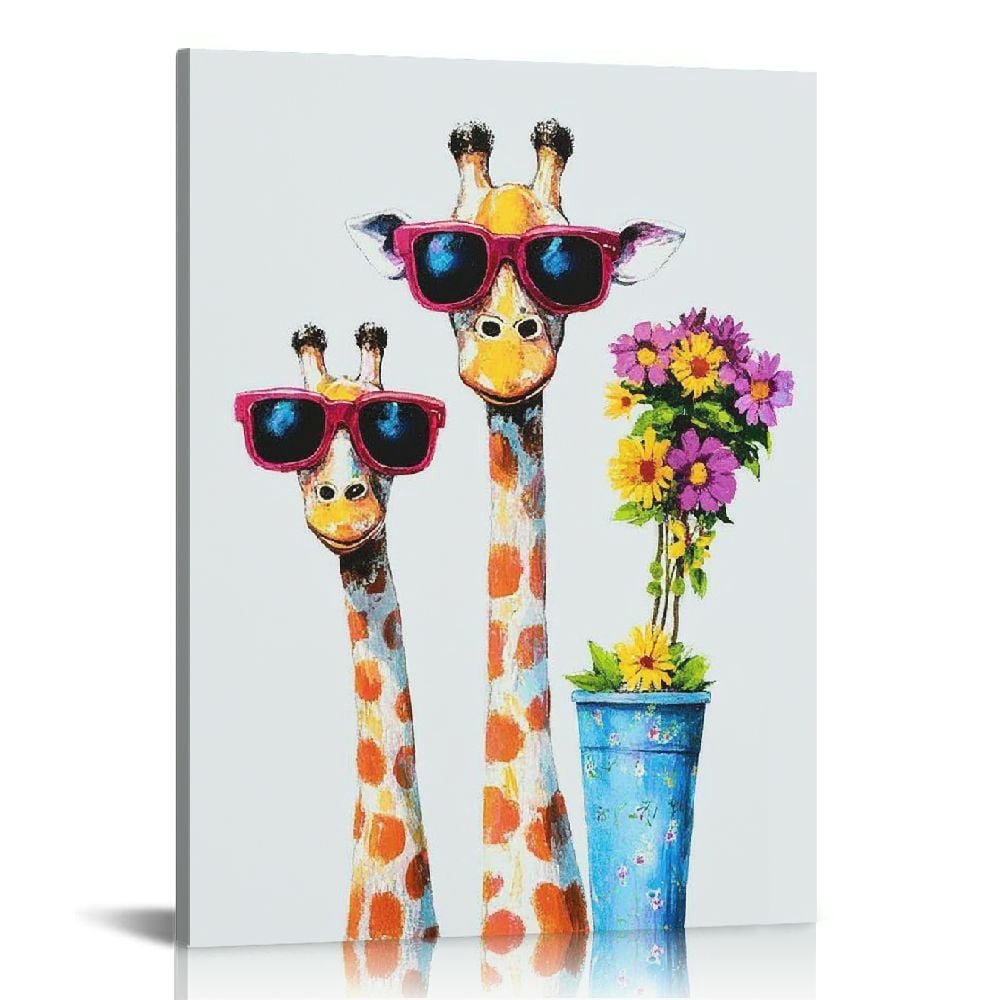 ZSLONG Giraffe Family Canvas Wall Art Animal Poster Prints Picture With ...