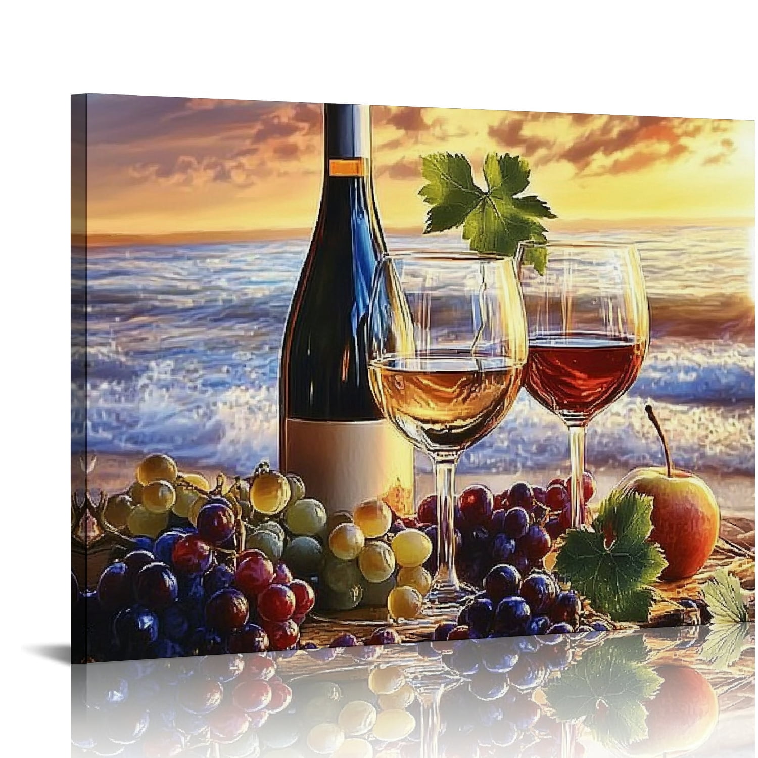 ZSLONG Kitchen Decor Dining Room Wall Art Wine Glass Still Life Fruit ...