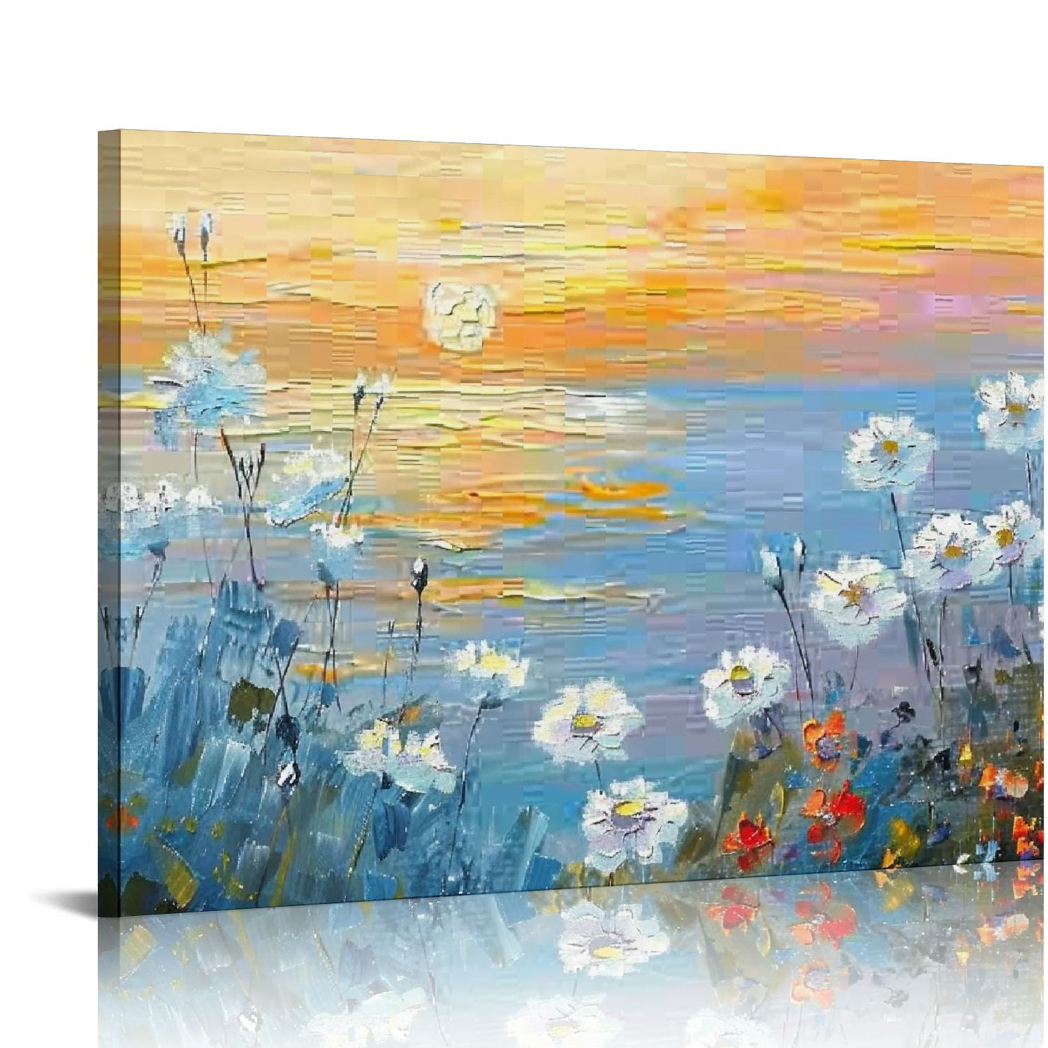 ZSLONG Ocean Sunset Canvas Wall Art for Living Room Abstract Seascape ...