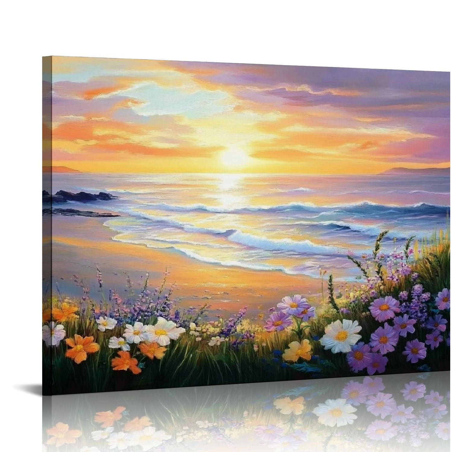 ZSLONG Ocean Sunset Wall Art Canvas Wall Art for Living Room Coastal ...