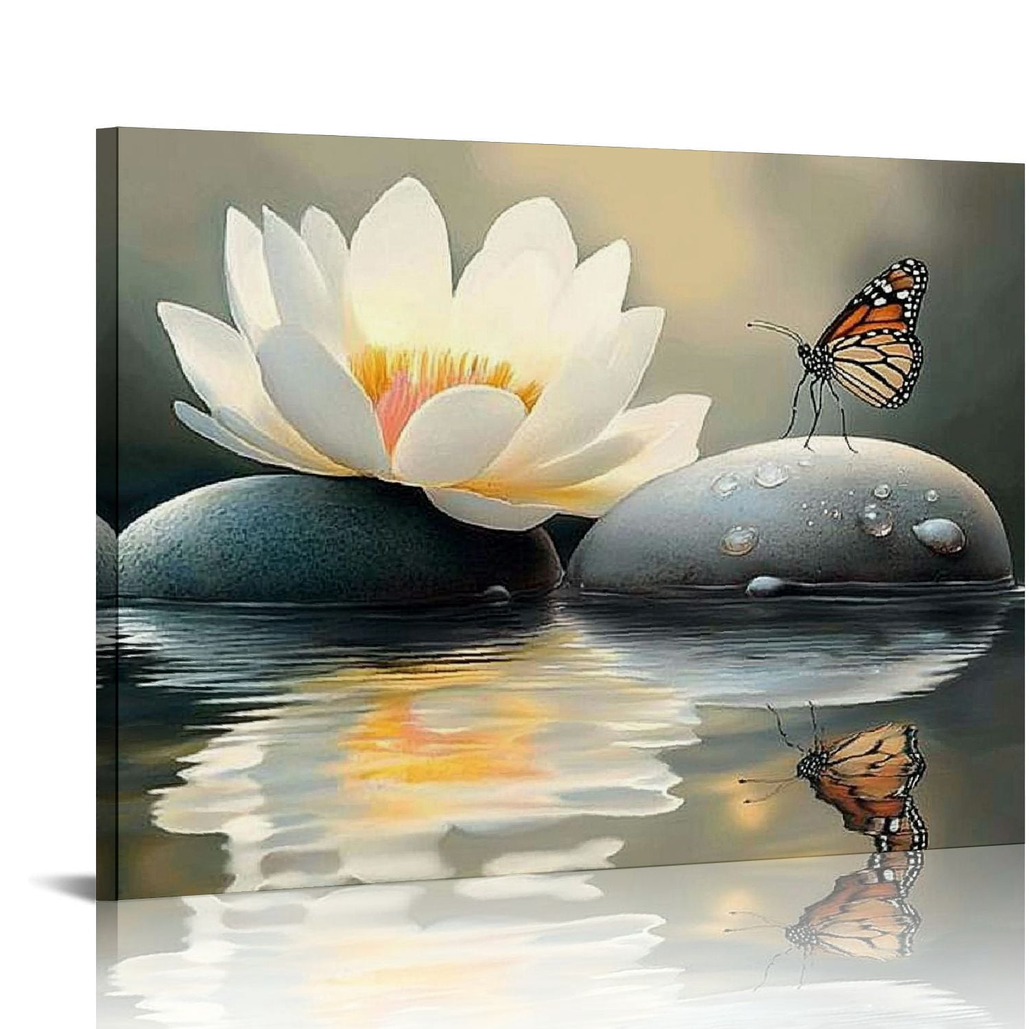 ZSLONG Zen White Lotus Canvas Wall Art Spa Room Meditation Wall Decor ...