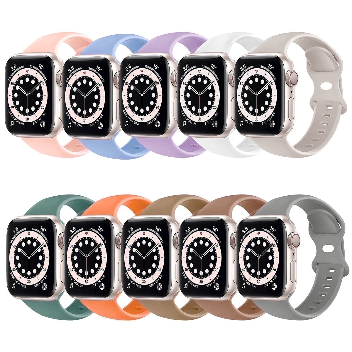 ZSOU 10 Pack Silicone Bands for Apple Watch 38/40/41/42mm  display picture 2