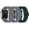thumbnail image 1 of ZSOU 3 Pack Nylon Watch Bands for Apple Watch 38/40/41/42mm(Series 10) - Gray, Blue, Green - Unisex, 1 of 4