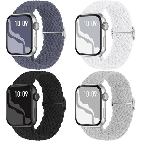 ZSOU 4 Pack Braided Stretchy Bands for Apple Watch 42mm(Series 1-3)/44/45/46/49mm Women - Multicolor