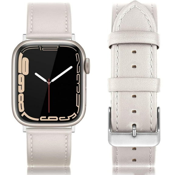 ZSOU PU Leather Watch Band for Apple Watch 38/40/41/42mm(Series 10) - Stone White