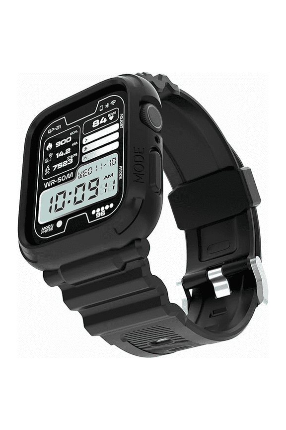 Rugged Watch Band with Case for Apple Watch 42mm(Series 1-3)/44/45mm - Black