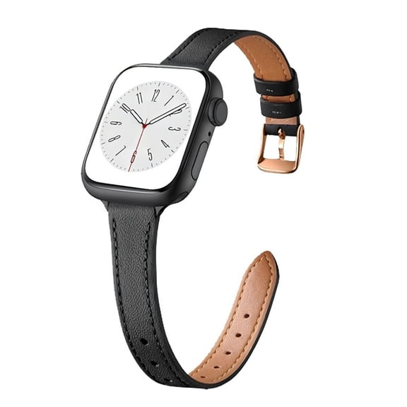 ZSOU Skinny Leather Watch Band for Apple Watch 38/40/41/42mm(Series 10) for Women - Black