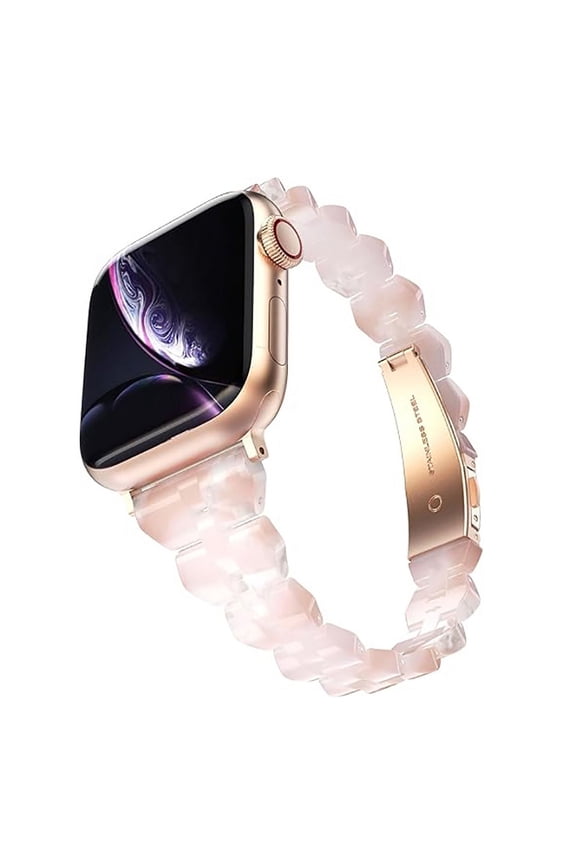Skinny Rounded Resin Link Watch Band for Apple Watch 42mm(Series 1-3)/44/45/46/49mm - Pinkish