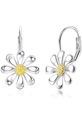 18K Gold Plated Daisy Earrings Daisy for Women 925 Sterling Silver Flower Drop Dangle Earrings Jewelry Gifts