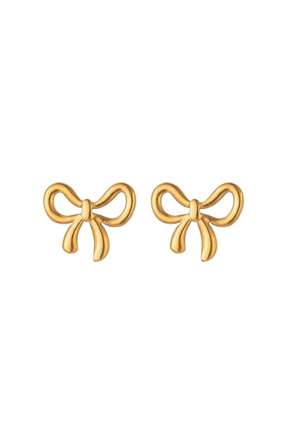 Gold Bow Stud Earrings for Women, 14K Gold Plated Bow Earrings Trendy Jewelry Gifts