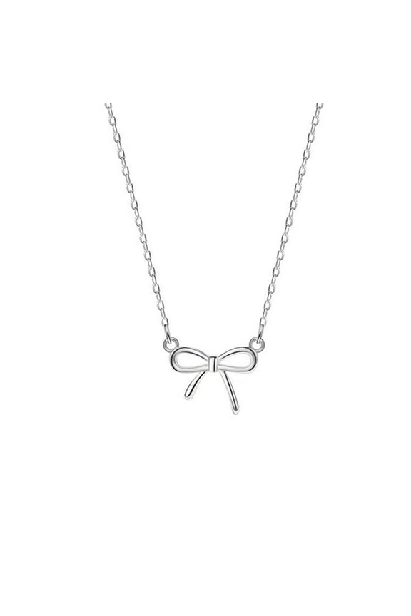 Silver Bow Necklace for Women Dainty Bow Pendant Choker Chain Necklace Trendy Jewelry Gifts