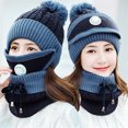 thumbnail image 1 of ZSQDM 3Pcs Womens Winter Scarf Set Thickend Knitted Hat Scarf Face Cover Outdoor beanies Hard Hat Sun Shade Visors Swim Cap for Long Hair, 1 of 7