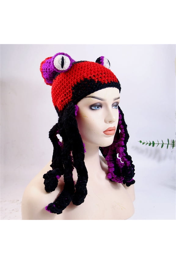 ZSQDM Adult Halloween Party Tricky Funny Head Cover Crochet Yarn Hat Crochet Hat The Perfect Addition To Your Everyday Winter Wardrobe beanie of Men Trucker Hat Men Bomber Hats Scrub Caps